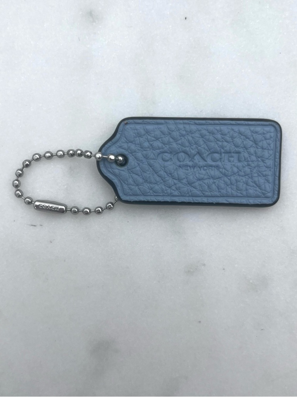 COACH Pebbled Leather Hang Tag, Blue
